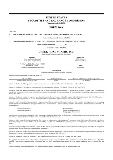 Thumbnail Prairie Operating 10-K Annual Report 2022