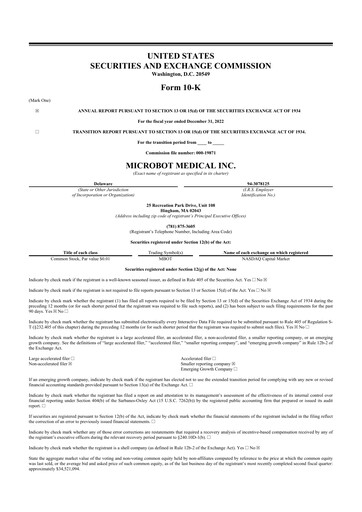 Thumbnail Microbot Medical
 10-K Annual Report 2022