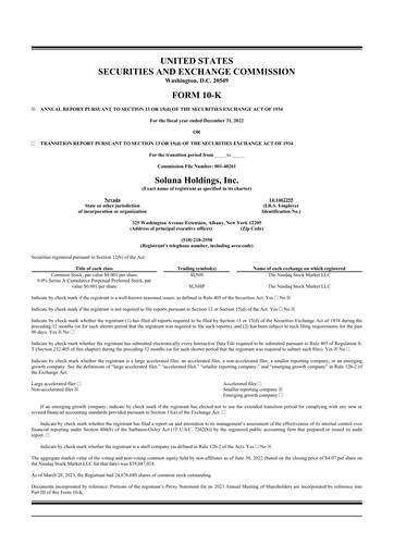 Thumbnail Soluna Holdings 10-K Annual Report 2022