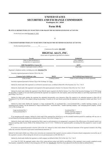 Thumbnail Digital Ally 10-K Annual Report 2022