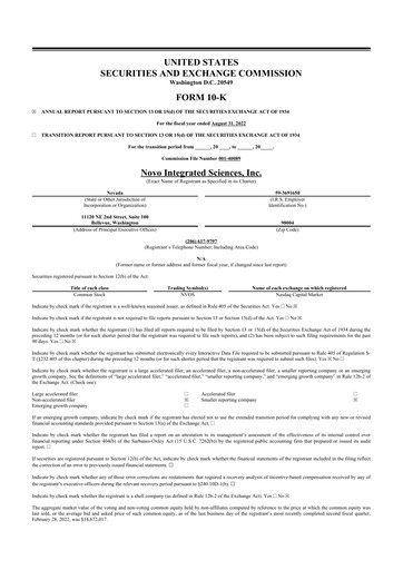 Thumbnail Novo Integrated Sciences 10-K Annual Report 2022
