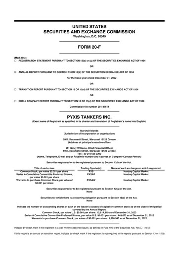 Vorschaubild Pyxis Tankers 20-F Jahresbericht 2022