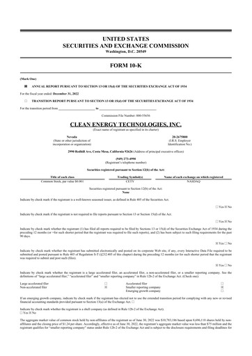 Vorschaubild Clean Energy Technologies 10-K Jahresbericht 2022