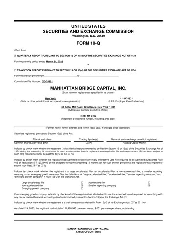 Thumbnail Manhattan Bridge Capital
 10-Q Quarterly Report FY 