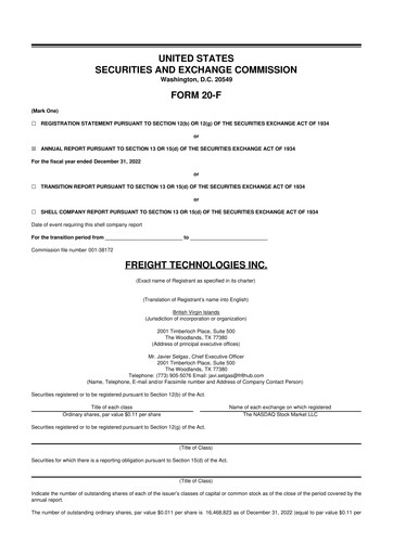 Miniature Freight Technologies, Inc. 20-F Rapport annuel 2022