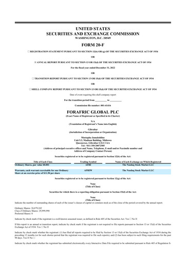 Thumbnail Forafric Global PLC 20-F Annual Report 2022