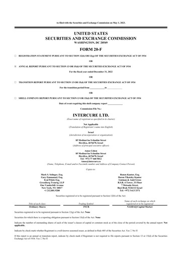 Thumbnail InterCure 20-F Annual Report 2022