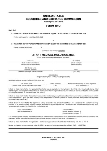 Vorschaubild Xtant Medical 10-Q Quartalsbericht  