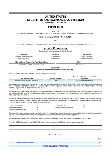 Miniature Lantern Pharma 10-Q Rapport trimestriel 2023 