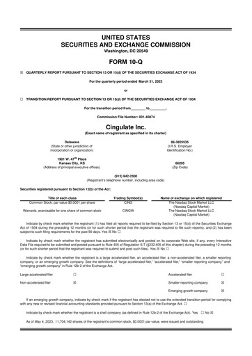 Thumbnail Cingulate 10-Q Quarterly Report FY2023 