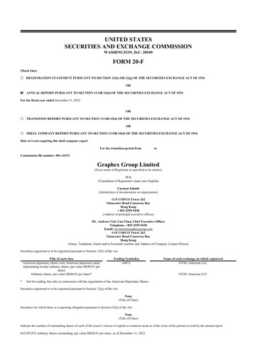 Thumbnail Graphex Group 20-F Annual Report 2022