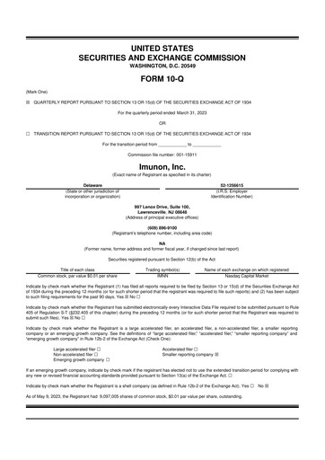 Vorschaubild Imunon 10-Q Quartalsbericht 2023 