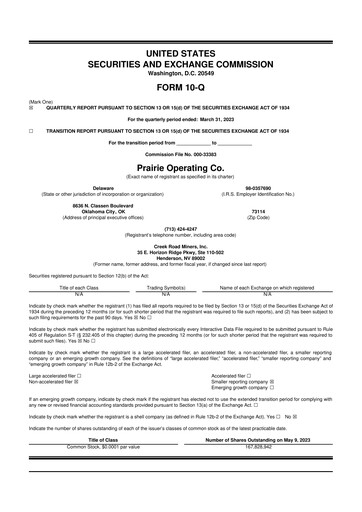 Thumbnail Prairie Operating 10-Q Quarterly Report FY2023 