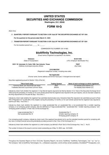 Vorschaubild bioAffinity Technologies 10-Q Quartalsbericht 2023 