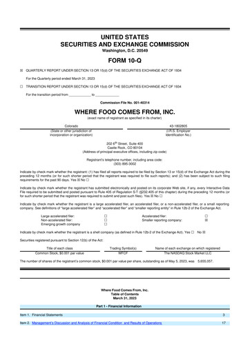 Thumbnail Where Food Comes From 10-Q Quarterly Report FY2023 