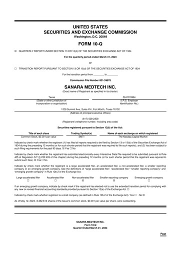 Thumbnail Sanara MedTech 10-Q Quarterly Report FY 