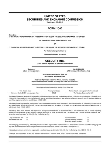 Vorschaubild Celcuity Inc. 10-Q Quartalsbericht 2023 