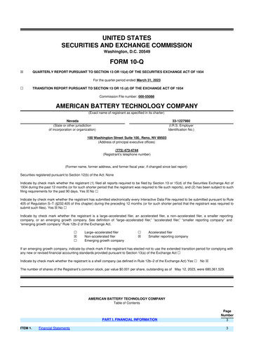 Thumbnail American Battery Technology Company 10-Q Quarterly Report FY2023 