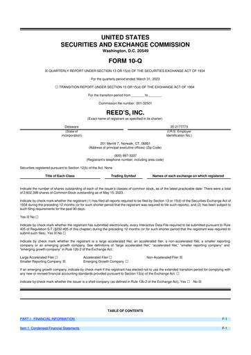 Vorschaubild Reed's, Inc. 10-Q Quartalsbericht  