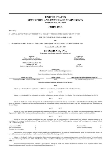 Thumbnail Beyond Air 10-K Annual Report 2023