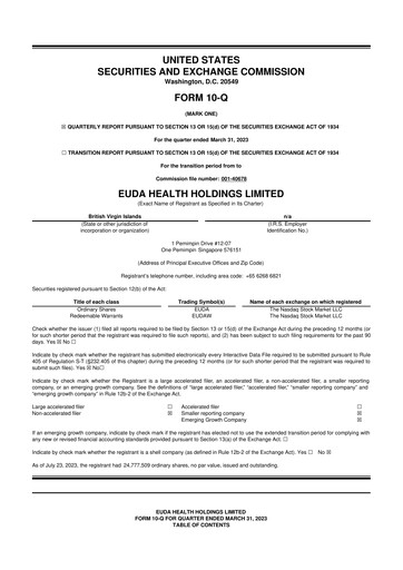 Thumbnail EUDA Health 10-Q Quarterly Report FY2023 