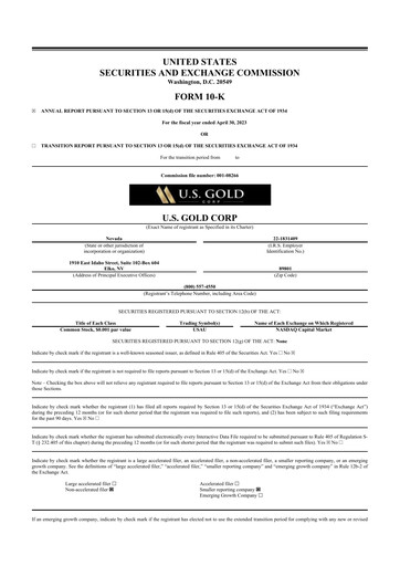 Thumbnail U.S. Gold Corp 10-K Annual Report 2023