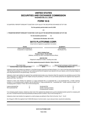 Thumbnail SKYX Platforms 10-Q Quarterly Report FY2023 