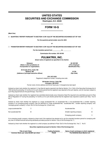 Vorschaubild Pulmatrix 10-Q Quartalsbericht 2023 