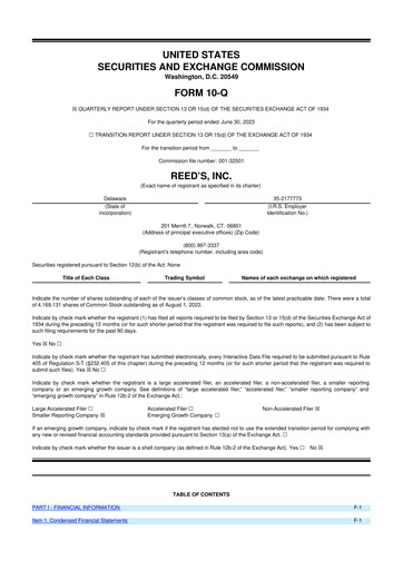 Vorschaubild Reed's, Inc. 10-Q Quartalsbericht  
