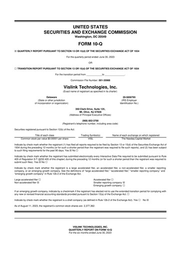 Vorschaubild Vislink Technologies
 10-Q Quartalsbericht 2023 