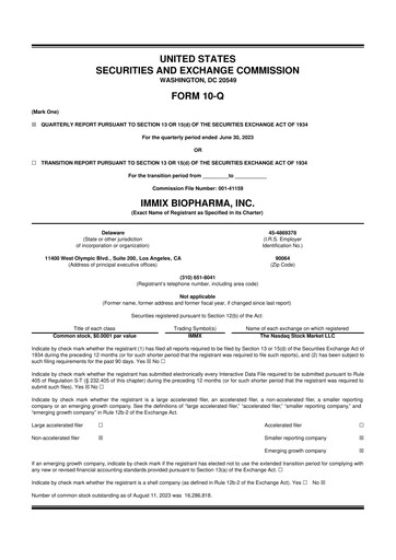 Thumbnail Immix Biopharma 10-Q Quarterly Report FY2023 
