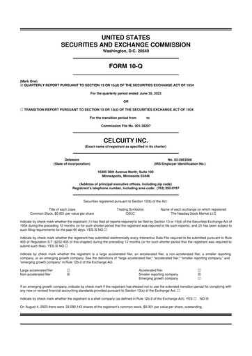 Vorschaubild Celcuity Inc. 10-Q Quartalsbericht 2023 