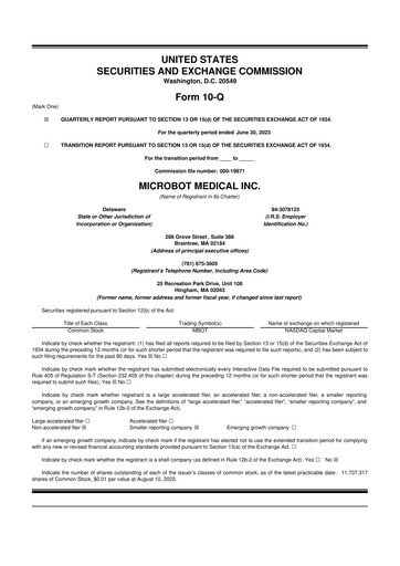 Thumbnail Microbot Medical
 10-Q Quarterly Report FY2023 