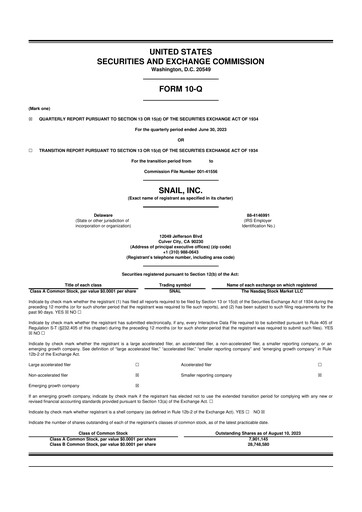 Vorschaubild Snail Inc 10-Q Quartalsbericht 2023 