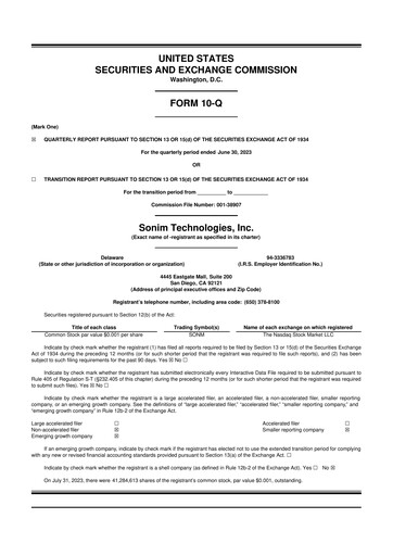 Thumbnail Sonim Technologies
 10-Q Quarterly Report FY2023 