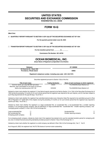 Vorschaubild Ocean Biomedical 10-Q Quartalsbericht 2023 