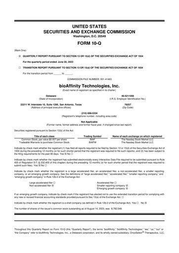 Vorschaubild bioAffinity Technologies 10-Q Quartalsbericht 2023 