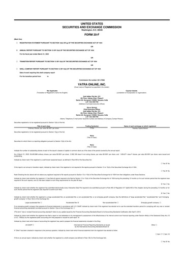 Vorschaubild Yatra 20-F Jahresbericht 