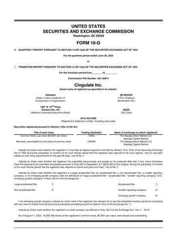 Thumbnail Cingulate 10-Q Quarterly Report FY2023 