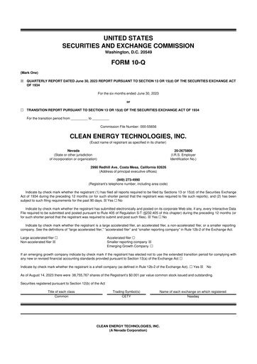 Thumbnail Clean Energy Technologies 10-Q Quarterly Report FY2023 