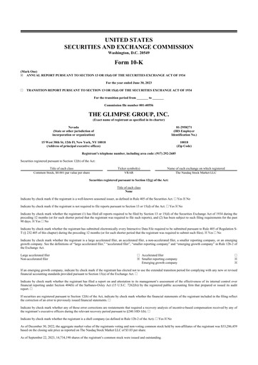 Thumbnail The Glimpse Group 10-K Annual Report 2023