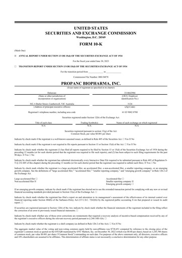 Thumbnail Propanc Biopharma 10-K Annual Report 