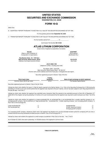 Thumbnail Atlas Lithium 10-Q Quarterly Report FY2023 