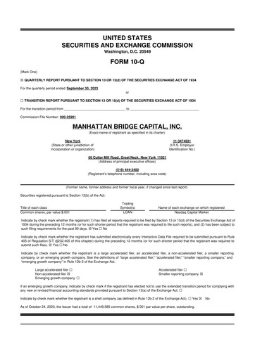 Thumbnail Manhattan Bridge Capital
 10-Q Quarterly Report FY 