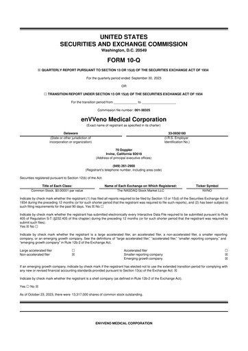 Miniature enVVeno Medical Corporation 10-Q Rapport trimestriel 2023 