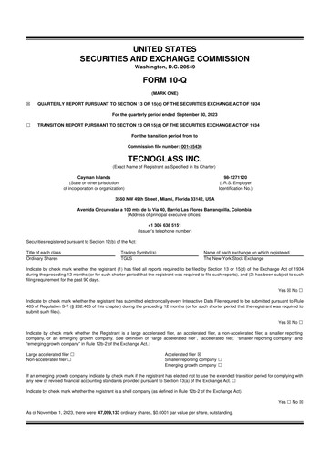 Thumbnail Tecnoglass 10-Q Quarterly Report FY2023 