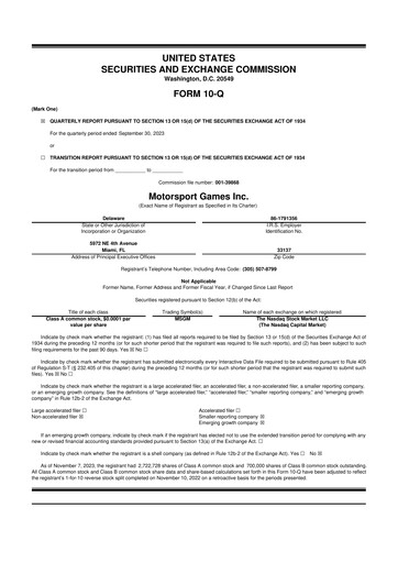 Thumbnail Motorsport Gaming 10-Q Quarterly Report FY2023 