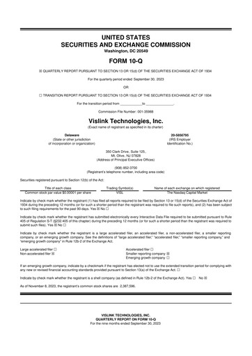 Vorschaubild Vislink Technologies
 10-Q Quartalsbericht 2023 