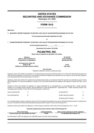 Vorschaubild Pulmatrix 10-Q Quartalsbericht 2023 