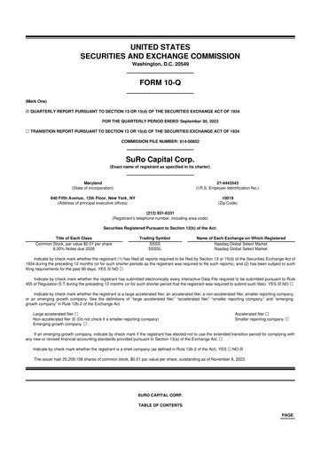 Thumbnail SuRo Capital 10-Q Quarterly Report FY2023 
